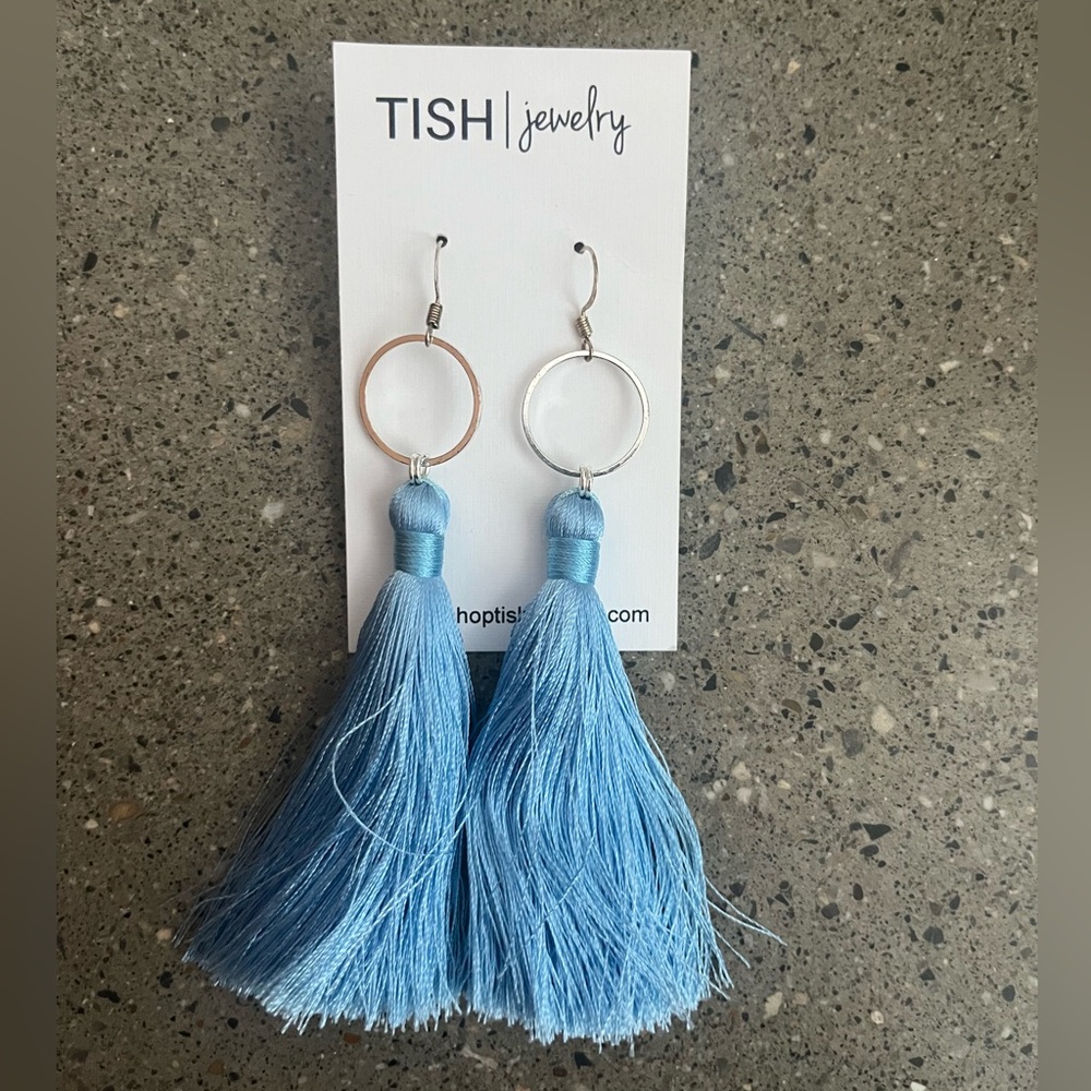 New Tish Jewelry Blue Tassel Earrings